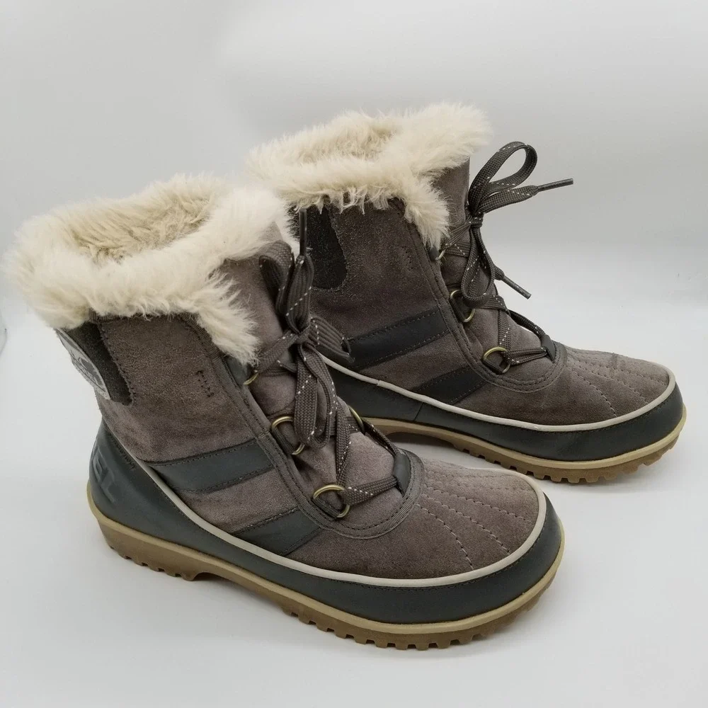 Sorel Tofino II Snow Boots Womens 7.5 Quarry Grey Waterproof Faux Fur NL2089-052